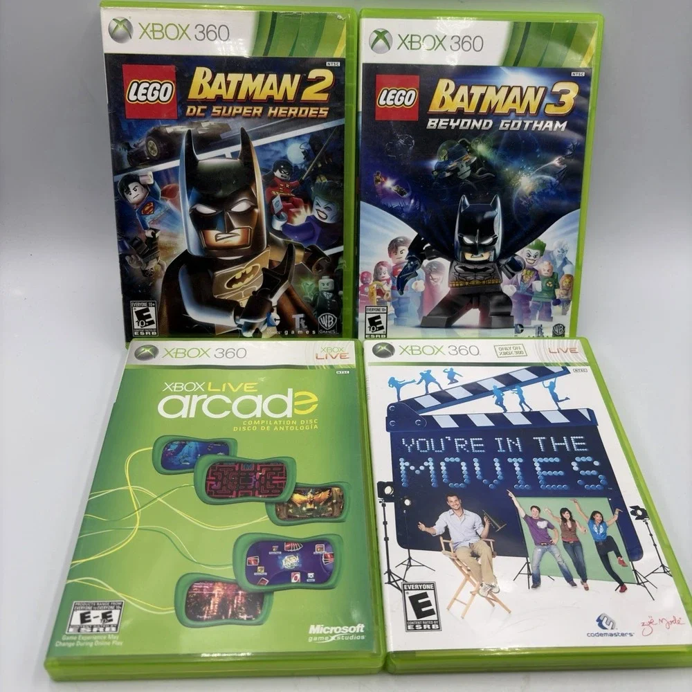 4 Xbox 360 Games Lego Batman 2 &3 Arcade Games Your In The Movies Family Gaming